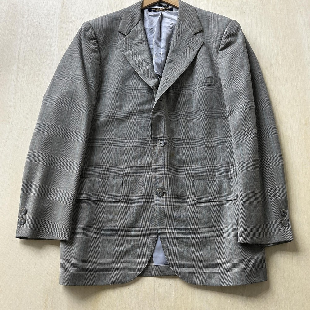 Brooks Brothers Blazer Mens 40 Gray Plaid Wool Sport Coat Jacket Made USA